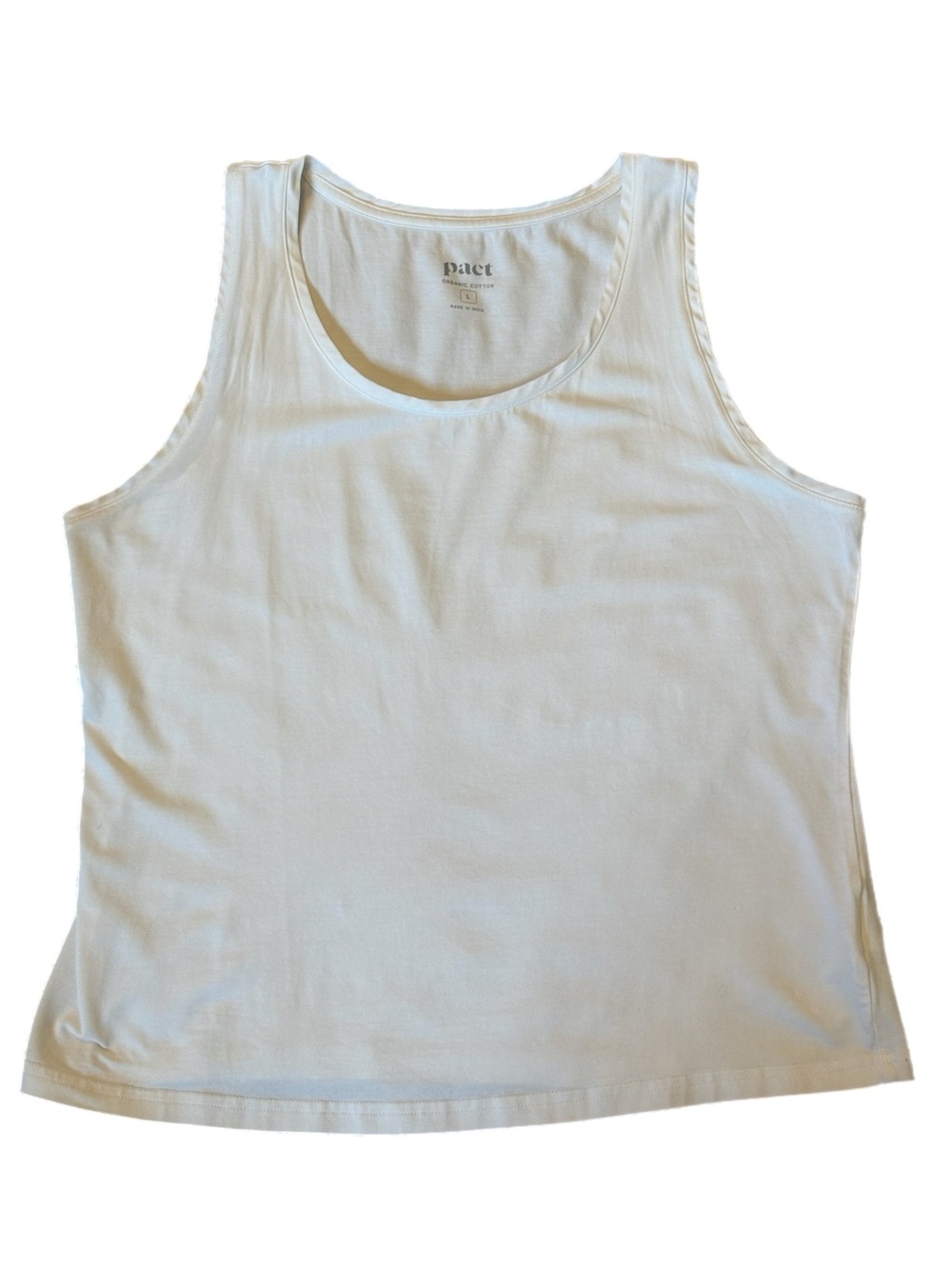 Pact Organic Cotton Lux Essential Scoop Neck Tank Top Cream L Basic